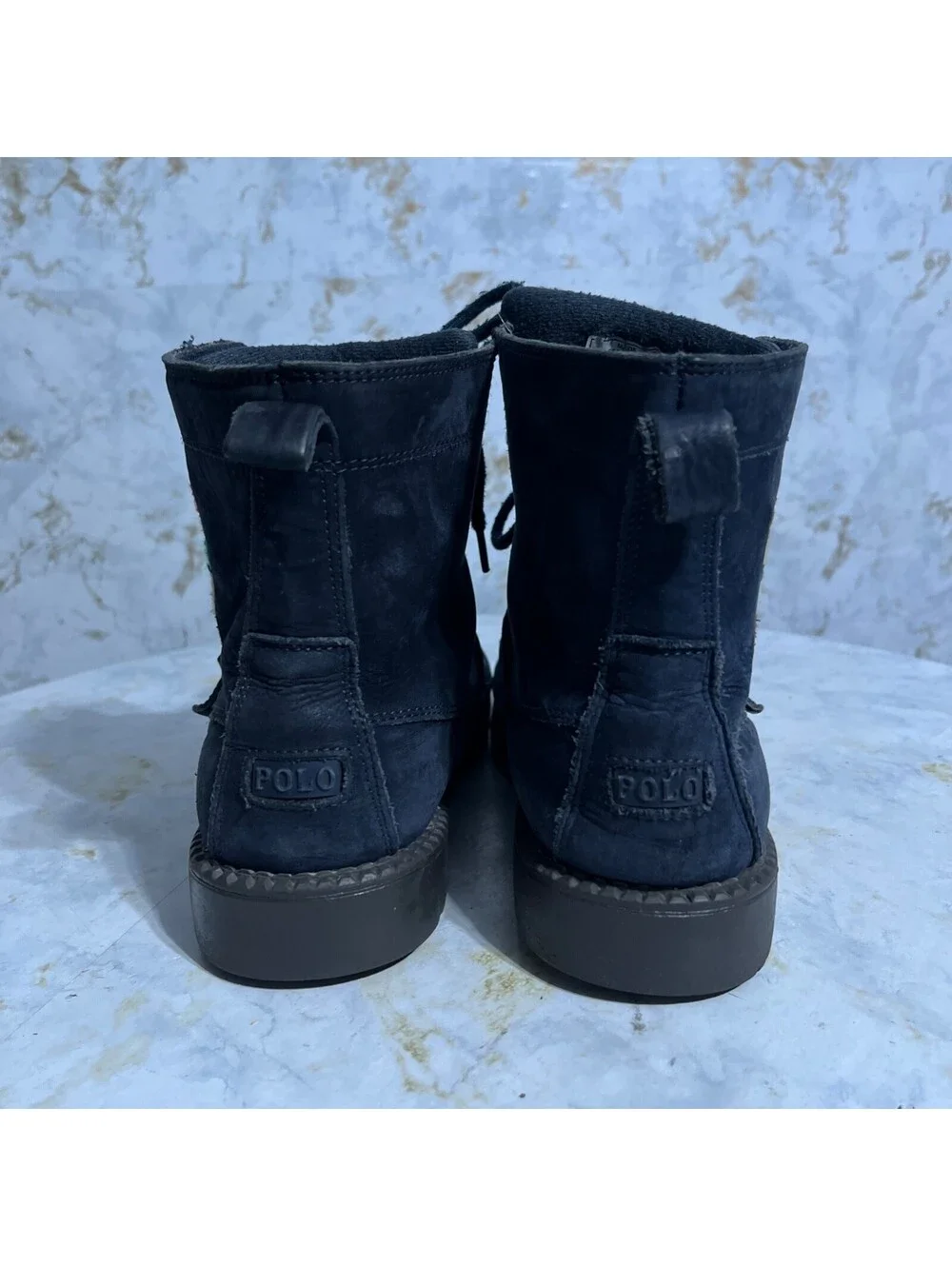 Polo Ralph Lauren Ranger Youth Kids Size 5M Shoes Blue Leather Polo Bear Boots